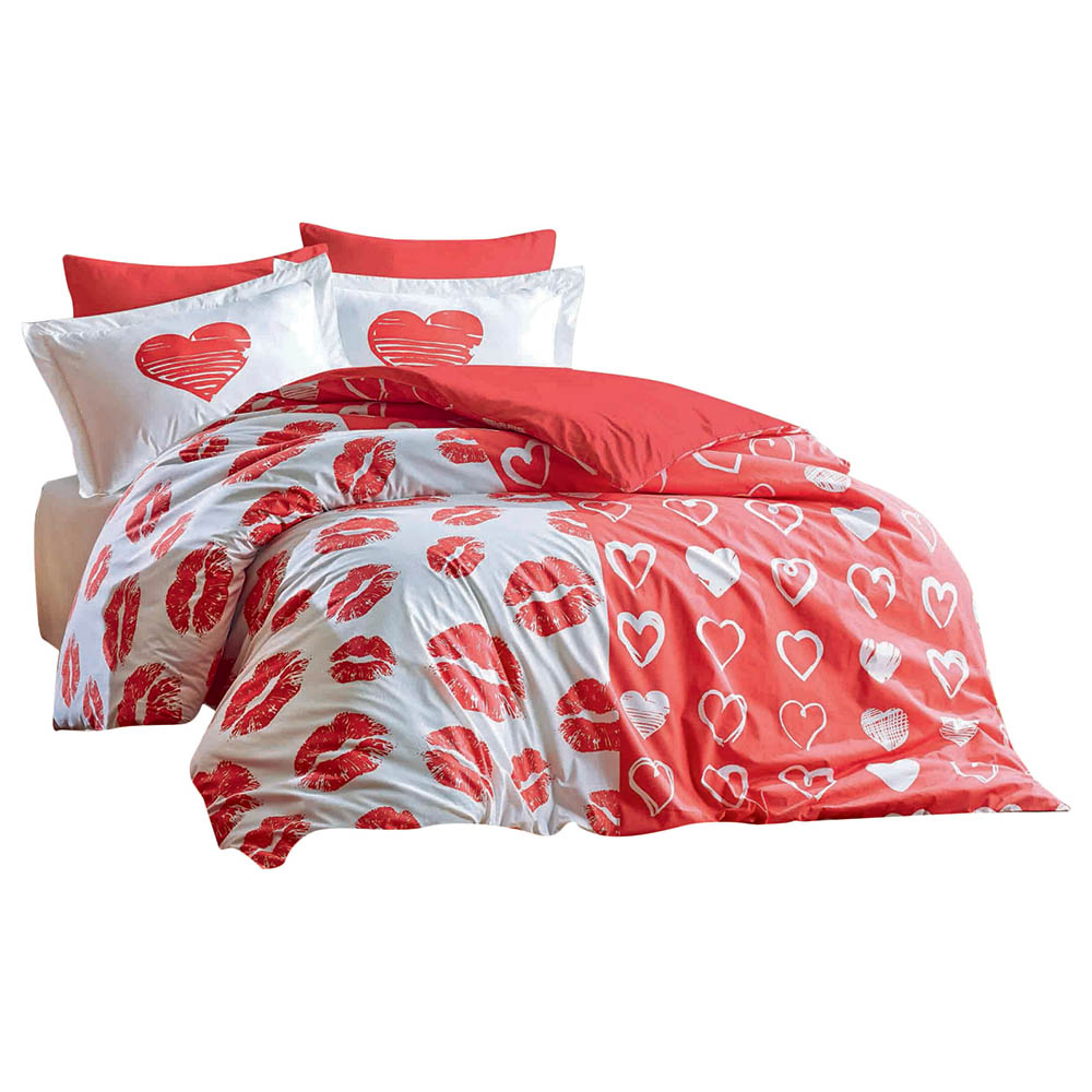 Christmas 2020 Love Me Red Poplin Double Quilt Cover Set