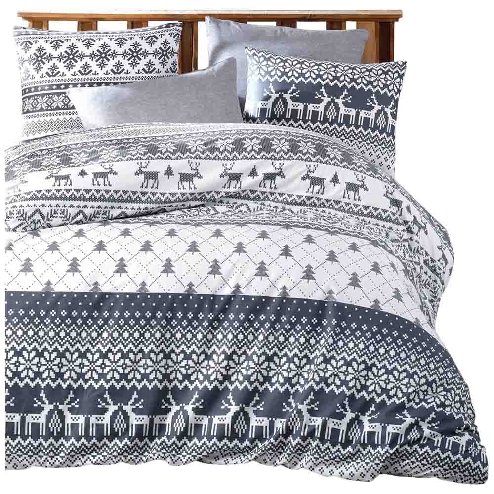 Christmas 2020 Winter Grey Ranforce Double Quilt Cover Set