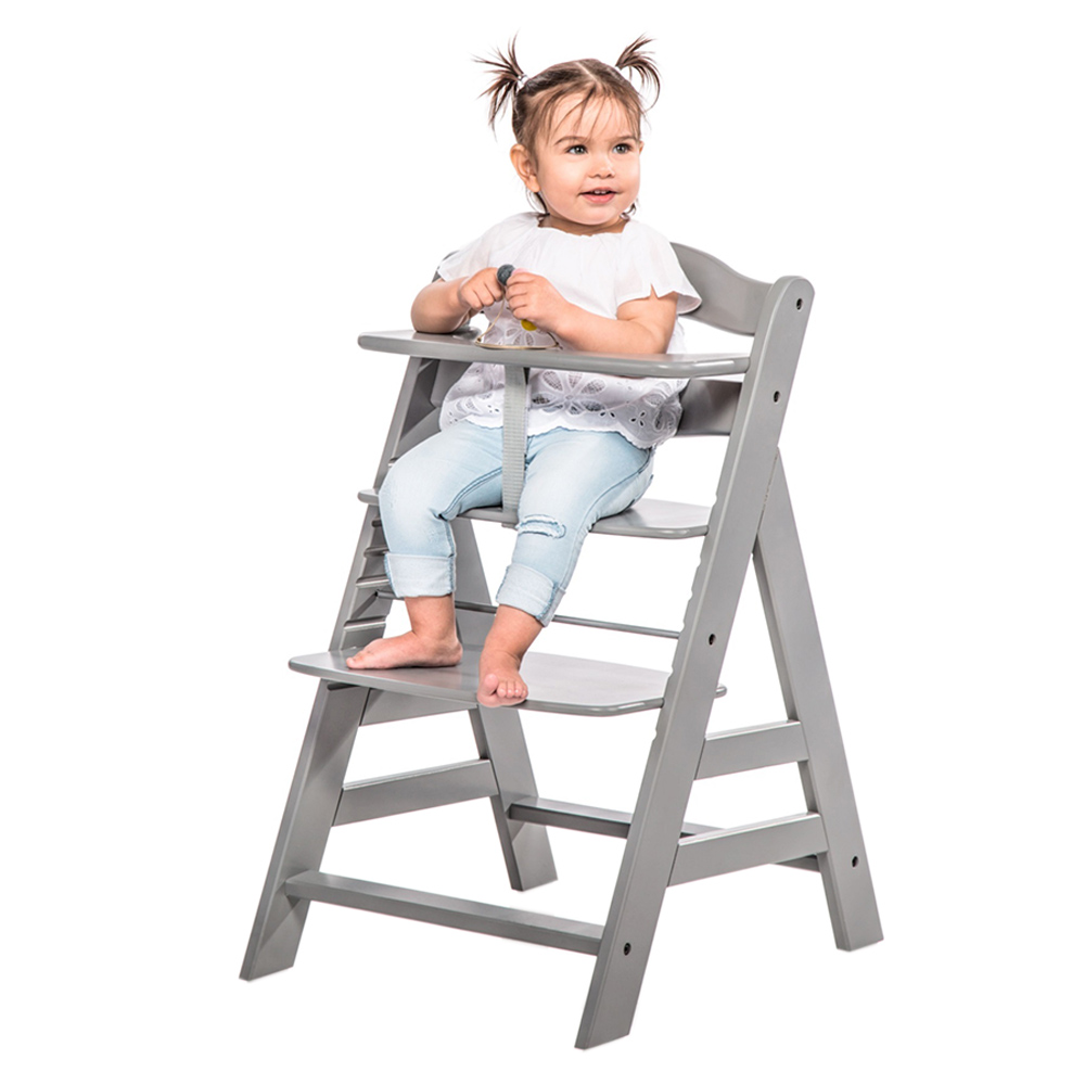 Hauck Alpha Plus Wooden Height Adjustable Highchair Grey