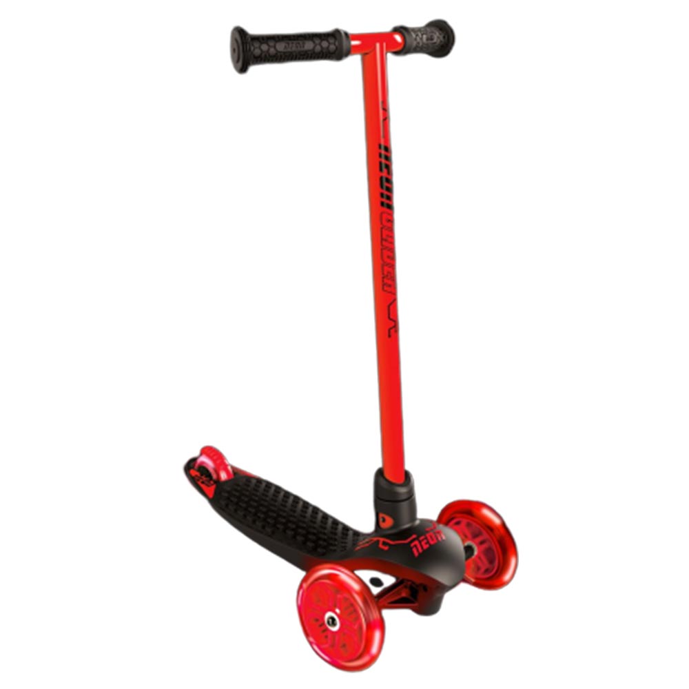 Kick Scooter Fold-able Neon Vector Red LED Light-up Wheels Kids Lightweight Toy