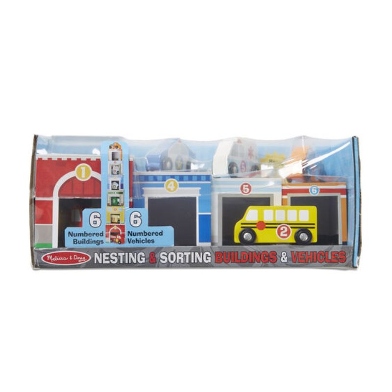 Melissa Doug Nesting Sorting Buildings Vehicles