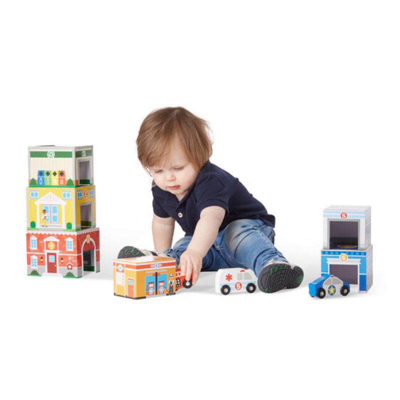 Melissa Doug Nesting Sorting Buildings Vehicles