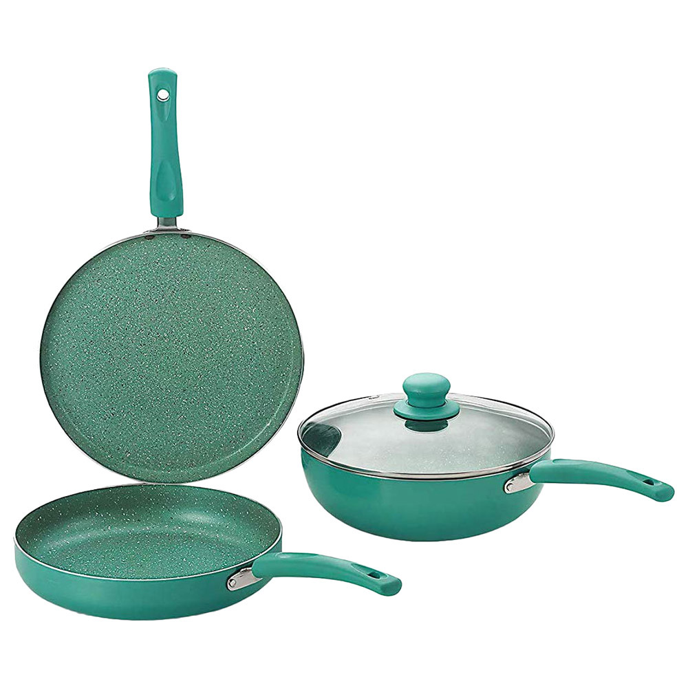 Nirlon Induction Galaxy Non Stick Cookware 4pc Set Green